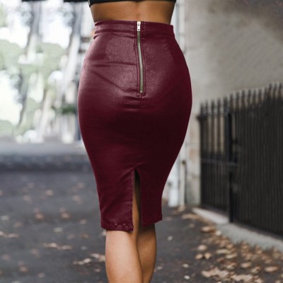 Women faux leather PU high waist slim sexy package hip skirt long skirts for female women 2018 autumn new female skirts black